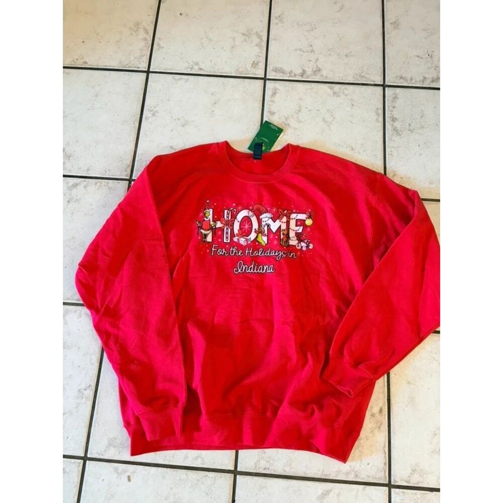 Grinch red Christmas sweatshirt โ Home in Indianaโ